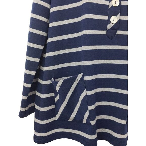 Soft Surroundings Women's Top long sleeve 1/4 button Blue & Gray Striped size M - Picture 4 of 8